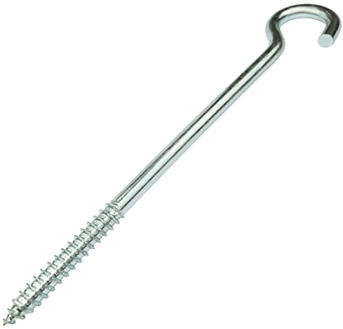 AERZETIX C58005 Satz von 5 Schraubhaken gebogen zum einschrauben Ø10x180 mm in form C offener haken mit selbstschneidend schraube aus verzinktem stahl farbe silber