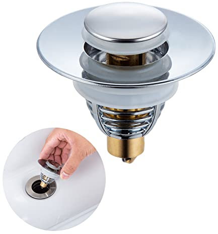 Gvolatee Ø 34-38mm abflussstopfen Edelstahl, Universal Pop Up stöpsel waschbecken mit 2 Dichtungen, abflussstöpsel Ablaufgarnitur mit Anti Clogging Sieb, für Aufsatzwaschbecken badewannenstöpsel