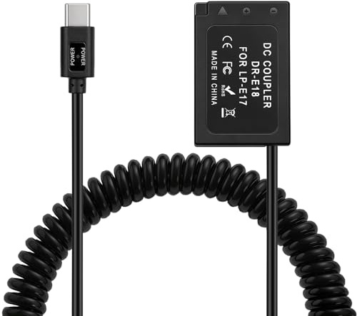 HangTon USB C to LP-E17 Dummy Battery for Canon EOS R8 T6s T6i T7i X8i SL2 800D 9000D Camera 9V/12V PD DR-E18