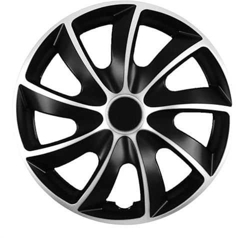 Radkappe Radzierblende 13 14 15 16 17 Zoll Quad Bicolor Silber Schwarz 3 Stück (16 Zoll)