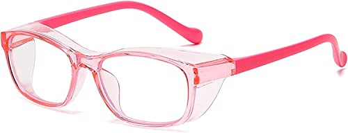 Otcmuky Kids Anti Saliva Anti Pollen Safety Glasses,UV Protection Boys Girls Silicone Light Goggles Protective with Side Shield for Age 4-10 Children (Color : Clear)