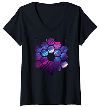 JWST James Webb Teleskop Modell Weltraumastronomie T-Shirt mit V-Ausschnitt