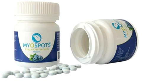 Myospots – Entrenamiento eficaz para la calma de la lengua en diferentes sabores – 100 pastillas – Soporte versátil para la respiración y la salud (fresa)