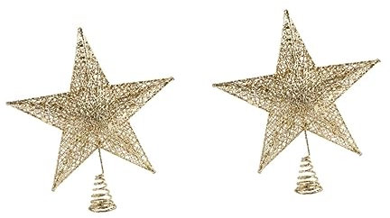ABOOFAN 2pezzi Puntale Per Albero Di Natale Dorato Da Decorazione Forma Di Stella Addobbi Festivi Per Natale Brillante e Attraente