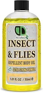 DD Teck Insect Repellent Body Oil with Lemongrass & Tea Tree Essential Oils – DEET Free Outdoor Protection Against Ants, Flies, Fleas, Moths & Spiders – Travel & Home Use (30ml Cap)