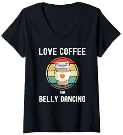 Liebe Kaffee trinken und Bauchtanz für Männer und Frauen T-Shirt mit V-Ausschnitt
