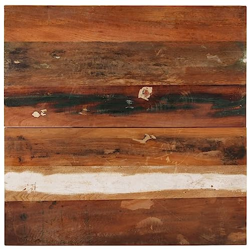 Hovothy Tischplatte 70x70 cm 25-27 mm Massivholzplatte Eiche Massiv Holzplatte Rustikal Naturholz Wetterfest Altholz Schreibtisch