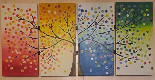 Generico quadro MODERNO Albero Della Vita DIPINTO a mano su tela Made In Italy 60x123 Cm
