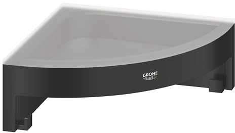 GROHE Start Cube, Eck-Seifenschale für die Dusche oder Badewanne, ohne Bohren (zum Kleben oder Bohren, inkl. Schrauben & Dübel, ohne Kleber, verdeckte Befestigung), eckig, schwarz, 411062430