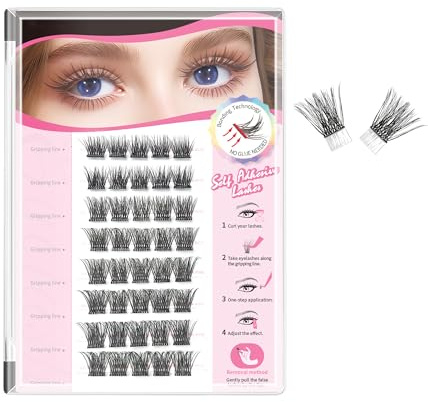 CHRONTIER Self Adhesive Eyelashes 40Pcs Lash Clusters DIY Lash Extension Kit 10-16mm Mixed Press On Self Stick Lashes ReadyBond Lashes