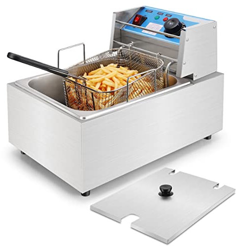 Gas Deep Fryer Electric Deep Fryer with Basket Stainless Steel 6 Liters 12 Liters Oil Fryers, Temperature Setting Light Indicator with Adjustable Thermostat Control Removable Frying Basket