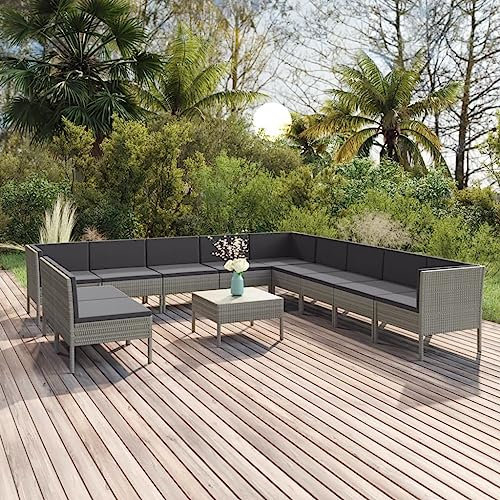 DYRJDJWIDHW Outdoor Kissen,gartenliege wetterfest,paletten,12-TLG. Garten-Lounge-Set mit Auflagen Poly Rattan GrauGeeignet für Garten, Swimmingpool, Wohnzimmer, Terrasse