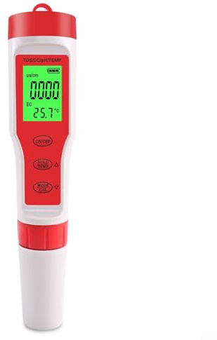 Wasser-pH-Messgerät, 4-in-1 pH-Temperatur-Stift-Tester mit Hintergrundbeleuchtung, pH-Tester für Heimbrauen, Labor