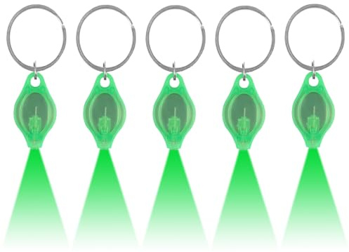 MODOAO Llavero de luz LED pequeña, paquete de 5 mini linternas de luz verde, llavero multifuncional, luz de emergencia, linterna portátil para camping, senderismo, viajes, al aire libre