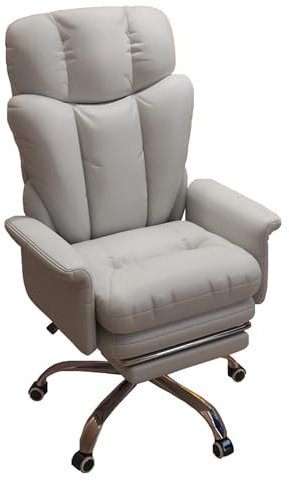 Schreibtischstuhl für das Homeoffice, drehbarer Computer-Arbeitsstuhl aus Leder mit Fußstütze und neigbarer Rückenlehne, höhenverstellbarer ergonomischer Schminkstuhl, einfach zu montieren