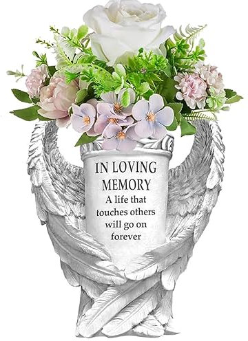 Cemetery Vases for Grave, Memorial Gravestone Decorations Fresh Artificial Flower Holder for Cemetery Headstones (Large)