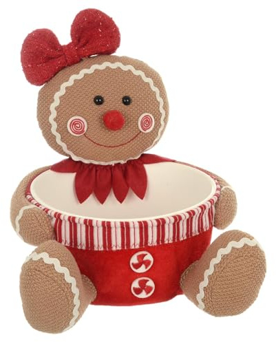 Mr Crimbo Christmas Candy Holder Gingerbread Person Figure Decoration Festive Treats Bowl 27cm - Lady