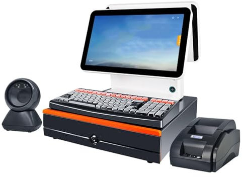Kleines Touch-Registrierkassen-All-in-One-Gerät,15,6-Zoll-PC-Monitor Mit Zwei Bildschirmen,Mit Schubladenbox/Tastatur/Kamera, Professionelles Elektronisches Registrierkassensystem For Den Einzelhandel