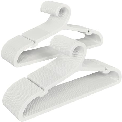ABHENG 50 Stück Kleiderbügel Kunststoff, Rutschfester Bügel mit U-förmiger Öffnung, Platzsparender Kleiderbügel, für Mäntel, Kleider, Hemden, 41,7 x 0,4 x 21 cm, Weiß APY0550W