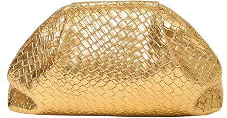 PHILOMENA Bolso de noche para mujer de piel vegana, pochette con diseño de ravioli, bolso arrugado para fiestas, bodas, elegantes bolsos, dorado, 11.61 IN (L) x 3.14 IN (W) x 7.08 IN (H)
