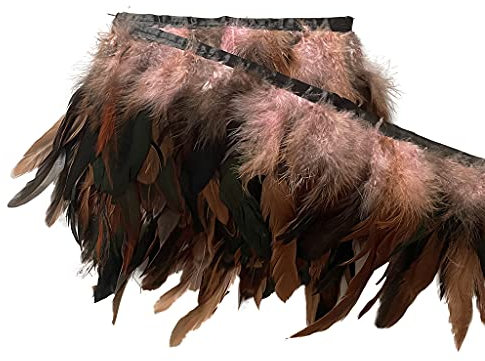 Natürliche Hahnenfeder-Breite, 12,7–17,8 cm, Bastelfeder-Fransenbesatz, 2 Yards für Kleidung, Dekoration und Bastelarbeiten, Federn (Rosa)