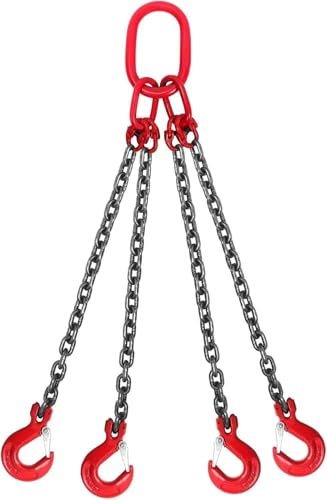 HGOuhK Hebekette 4-Bein-Kettenschlinge, mit Hakenhebekettenschlinge, langlebig, mit Kurzkettenkran, Hochleistungshebekettenhaken Kettengehänge(100CM)