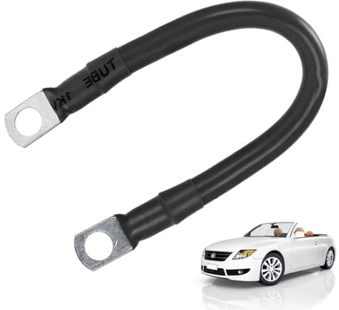 Cavo positivo della batteria, cavo in rame da 2 AWG con capicorda ad anello, collegamento di alimentazione positivo e negativo per porta, barca, auto, moto, batterie e marine, cavo ad alte