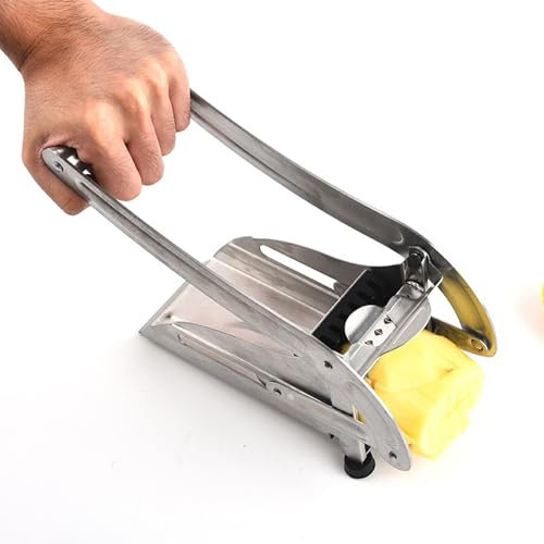 Stgbcst Coupe-frites en acier inoxydable – Trancheuse à frites professionnelle pour pommes de terre Appareil de cuisine pour la maison et les restaurants 26 x 12,4 cm