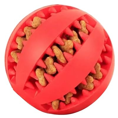 Hundeball für Kleine und Große Hunde | Snackball für Hunde | Welpenspielzeug Kauspielzeug | Naturkautschuk Material | Zahnpflege Hundespielzeug | Intelligenzspielzeug Ball für (Rot, 1 Stück)