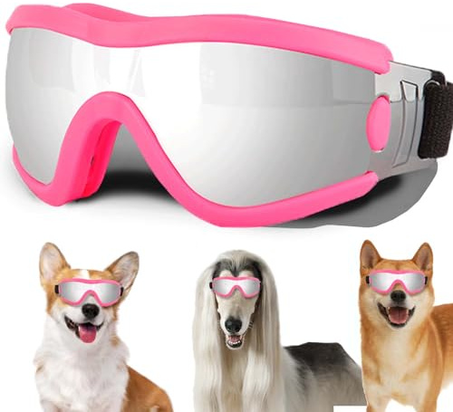 Mittlere Hundesonnenbrille mit verstellbarem Band, UV-Schutz, Winddichte Hundebrille, geeignet zum Schutz der Hundeaugen, weiche Hundebrille