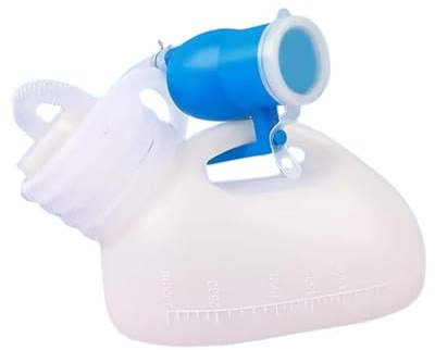 LeeQinersw Bottiglia per urina maschile, vasino per uomini con coperchio e tubo flessibile, capacità 3000 ml con maniglia per pazienti anziani, auto e, Bianco, con Tubo Da 2 M
