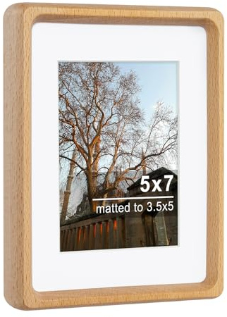 TEYCLZORE Marco de fotos 13 x 18 cm, marco de madera 5x7 pulgadas, para fotos de 13 x 18 cm sin paspartú o fotos de 9 x 13 cm con paspartú, montaje en sobremesa o pared (Haya)