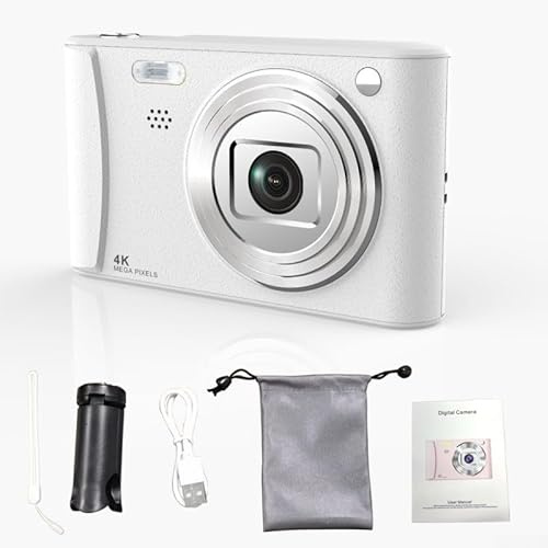 Cámara digital compacta de 50 MP con doble lente, zoom 8X y tarjeta de 32 GB, ideal para uso diario (blanco A15 con 32G)