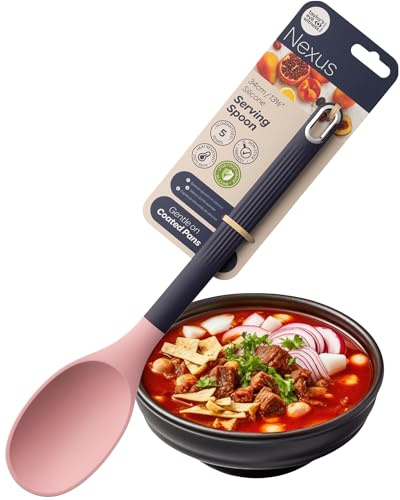 Nexus Silicone Cooking Spoon – Heat-Resistant Solid Spoon, Non Stick Friendly Kitchen Utensil – Perfect for Soup, Rice, Sauces – Ideal for Stirring, Mixing & Serving