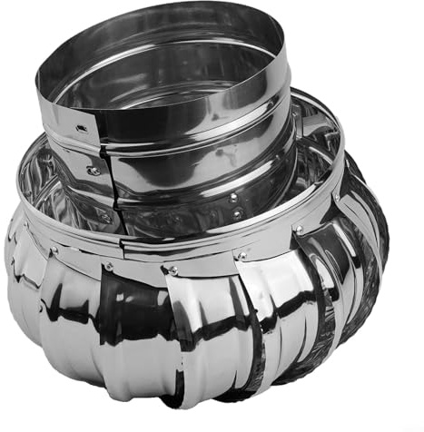 Gdfnmogo Stainless Steel Rotating Chimney Cowl Cap Anti-Downdraught Spinner Wind Driven Vent Cover for Standard Chimney Pots Rain Protection(Ø150 MM)