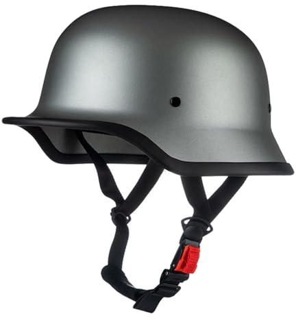 Caschi Moto Retrò Stile Tedesco A Mezza Calotta Approvato DOTECE Mezzo Casco Con Fibbia A Sgancio Rapido Regolabile Aperto Casco Per Uomini E Donne Adulti Caschi Scodella I,M:57-58CM