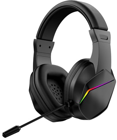 XUMIUZIY Wired Gaming Headset för PC, Noise Canceling Over Ear-hörlurar med Mikrofon, LED-ljus, 7.1 Surround Sound, Memory Foam Öronkuddar, 40 Mm Driver, för /5 (USB)