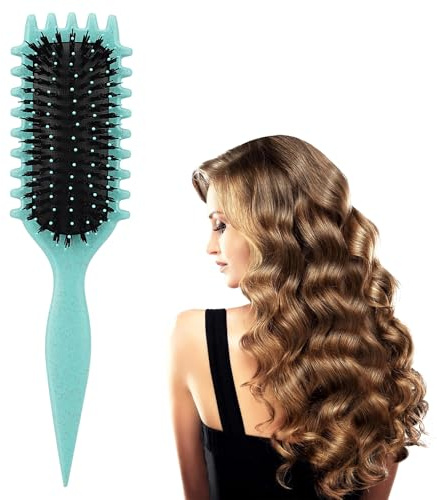 Spazzola per Ricci Definiti – Spazzola Styling Antistatica con Setole di Cinghiale, Design Ventilato per Capelli Bagnati e Asciutti, Ideale per Volume, Massaggio e Districamento