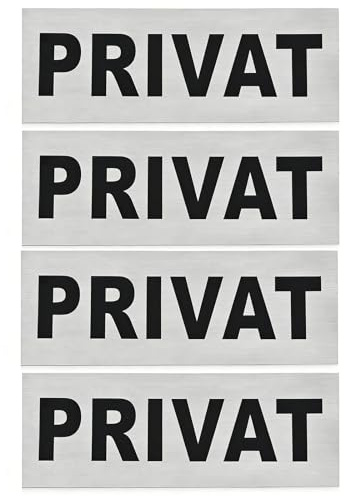 4 Pcs Panneau Indicateur PRIVAT, Panneau en Aluminium Durable 16 x 6 cm avec Adhésif pour Espaces Privés, Idéal pour Bureau et Restaurant
