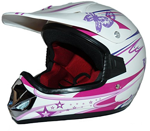 protectWEAR Kindercrosshelm MaX Racing Girl pink-weiß Glanz V310 - XXS