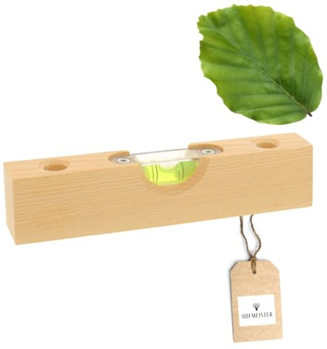 HOFMEISTER® Mini-Wasserwaage mit 2 Stift-Haltern, 15 cm, für Bilder, Möbel & Fußböden, Richtwaage mit Libelle, 100% Made in Germany, aus Eschen-Holz