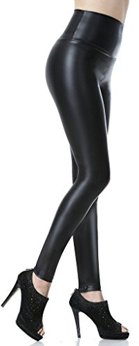 Everbellus Leggings Simili Cuir Taille Haute Sexy Femme Pantalon (Noir, Small/EU34)
