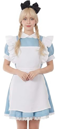 CoolChange Costume da Infermiera Cosplay con Grembiule e Laccio Nero per i Capelli. Misura: M