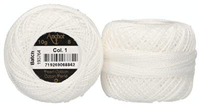 ANCHOR Pearl Yarn, Thickness: 8, Packaging: 10G, Running Length: 82M hochweiß Embroidery Threads