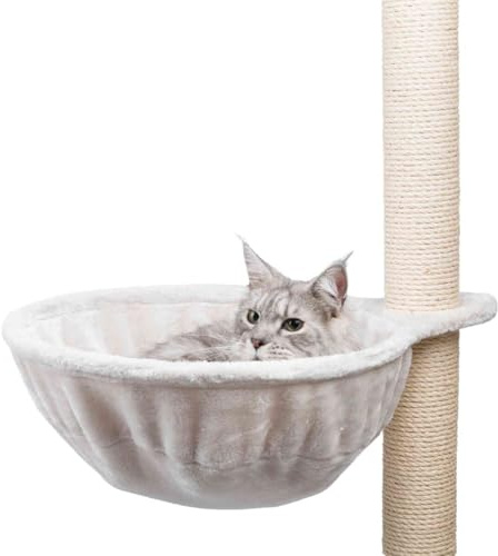 Sac Douillet XXL pour Arbres à Chat, Extra-résistant, Peluche, ø 45 cm, Gris Clair