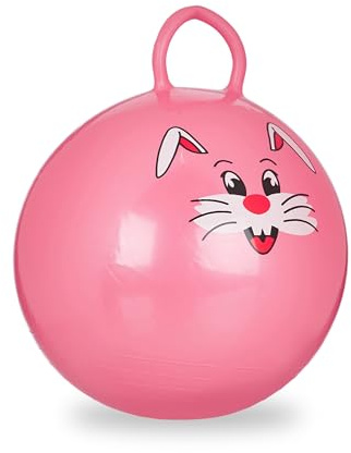 Relaxdays 4 Bolas Saltarina para Niños, Pelotas Saltar Animales, Balones Infantiles, 45 cm Diámetro, PVC, Rosa