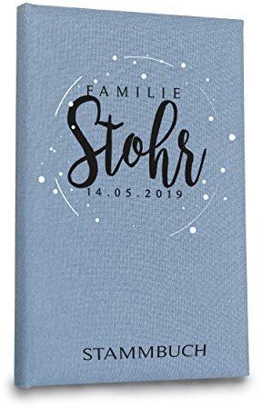 Hochzeitideal Stammbuch der Familie, Familienstammbuch aus Buchbinderleinen, Nr. 182 inkl. Personalisierung (Jeans)