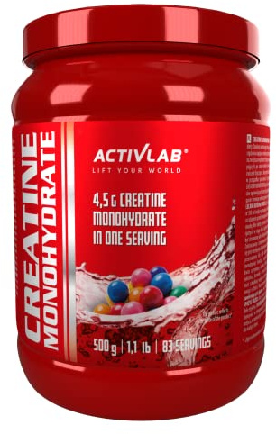 Activlab Kreatin Monohydrat Pulver mit Taurin - Veganes Supplement für Muskelaufbau Kraft und Fitness - 83 Portionen - Creatine Monohydrate 500 g Bubble Gum