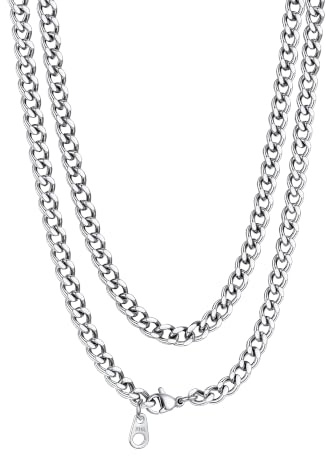 PROSTEEL Kubanische urbane Halskette für Männer und Frauen, 4,8 mm / 6 mm / 10 mm / 14 mm breit, 41 cm - 76 cm lang, inklusive Geschenkbox