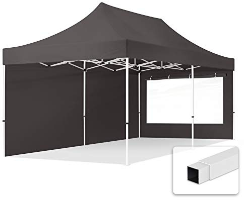 TOOLPORT 3x6m Gazebo Plegable - 2 Paneles Laterales (panorámica) 700N Gazebo Plegable de Acero Carpas de Fiesta en el jardín Gris
